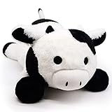 Leokawin Weighted Cow Stuffed Animal, Soft Weighted Stuffed Animals for Anxiety, Kawaii Black and White Weighted Plush Animals, Cute Plush Cow Throw Pillow Gifts for Kids & Adults, 2lbs