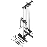 VANSWE Wall Mount Cable Station, 18 Positions Adjustable Dual Pulleys Cable Crossover Machine with Removable Footplate