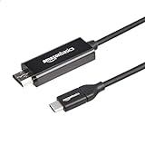 Amazon Basics USB-C (Source) to HDMI (Display) Cable Adapter (Thunderbolt 3 Compatible) 4K@30Hz, 3 feet, Black