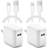 iPad Charger iPhone Charger【Apple MFi Certified】 [2-Pack] 12W USB Wall Charger Foldable Portable Travel Plug with USB to Lightning Cable Compatible with iPad iPhone, iPad, Airpod