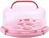 Cake Carrier Cupcake Containers Keeper: Ohuhu Cake Stand with Lid Portable Round Cake Container Holder with Handle Two Sided Base for Pies Cookies Nuts Fruit Suitable for 10 inch Cake Christmas Gifts