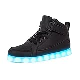 IGxx LED Light Up Shoes for Men USB Recharging High Top LED Sneakers Women Kids Black