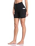 Colorfulkoala Women's High Waisted Biker Shorts with Pockets 6' Inseam Workout & Yoga Tights (S, Black)