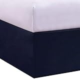 Lux Hotel Microfiber Tailored Style Bed Skirt with Classic 14 Inch Drop Length, Queen, Navy