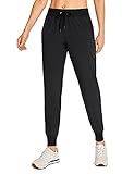 CRZ YOGA Women's Lightweight Workout Joggers 27.5' - Travel Casual Outdoor Running Athletic Track Hiking Pants with Pockets Black X-Small