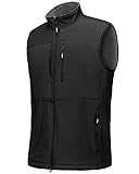 Outdoor Ventures Men's Softshell Vest Outerwear, Lightweight Windproof Fleece-Lined Sleeveless Jacket for Golf Running