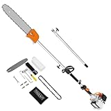 Bavnnro Pole Saw Gas Powered, 48CC 2-Stroke Pole Saws for Tree Trimming with 11.5in Cutting Bar, 16Ft Reach Cordless Pole Chainsaw Tree Trimmer for Tree Trimming and Branch Cutting