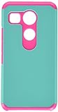 Asmyna Cell Phone Case for LG H790 (Nexus 5X) - Retail Packaging - Green/Pink/Teal