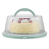 MosJos Round Cake Carrier, BPA-Free Plastic Cake Keeper with Lid, Fits 11.2” Cakes, Four Secure Side Closures, Dishwasher Safe Cake Transport Container