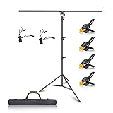 FUDESY T- Shape Backdrop Stand Kit 8.5ftx5ft, Adjustable Portable Background Support System with 4 Spring Clamps 2 Background Clips, Back Drop Holder for Photography Video Studio, Photoshoot, Booth