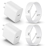 iPhone Charger Fast Charging【MFi Certified】 2Pack 20W PD USB C Wall Fast Charger Block with 6&10FT USB C to Lightning Cable Compatible with iPhone 14 Pro Max/13 Pro Max/12 Pro Max/11Pro/XS/XR/X/8/SE