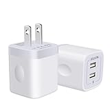 USB Wall Charger, Charger Adapter, AILKIN 2-Pack 2.1A Dual Port Quick Charger Plug Cube for iPhone 15 14 13 12 11 Pro Max 10 SE X 8 7 Plus Samsung Galaxy S23 S22 Power Block Fast Charging Box Brick