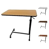 ProHeal Medical Overbed Table with Wheels and Adjustable Height - Oak Color Rolling Over Bed Table for Home and Hospital Use