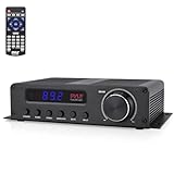 Pyle 100W 5 Channel Audio Amplifier - Wireless Bluetooth Home Theater Power Stereo Receiver with Surround Sound w/HDMI, AUX, FM Antenna, Subwoofer Speaker Input, 12V Adapter