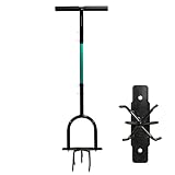 nutroeno 37 inch Manual Twist Tiller - Garden Claw Cultivator with Long Handle, Hand Tiller Soil Ripper, Lawn Aerator Weeder for Flower Box and Raised Bed., Black & Green