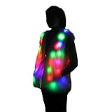 LED Jacket,Light Up Coat Women Faux Fur Outwear Jacket Led Rainbow Sparkly White Furry Rave Costume Chrismas Costume