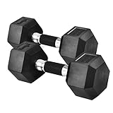 Yes4All 20 LBS Pair Rubber Encased Exercise & Fitness Hex Dumbbell Set, Hand Weight