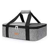 LUNCIA Insulated Casserole Carrier for Hot or Cold Food, Lasagna Lugger Tote for Potluck Parties/Picnic/Cookouts, Fits 9'x13' Baking Dish, Grey
