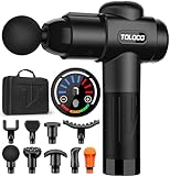 TOLOCO Massage Gun Deep Tissue, Back Massage Gun for Athletes for Pain Relief, Percussion Massager with 10 Massages Heads & Silent Brushless Motor, Valentines Day Gifts for Him/Her, Black