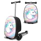 ALVOD Scooter Suitcase for Kids - Scooter Luggage for Kids Lightweight Suitcases with LED Light Wheels