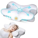 DIBAKO Neck Pillow Cervical Memory Foam Pillows for Pain Relief Sleeping, Ergonomic Pillow for Shoulder Pain, Orthopedic Contour Bed Pillow for Side, Back & Stomach Sleepers