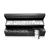 Fullyuse Dominoes Set for Adults - Double six Professional Dominos with Spinners and Leather Storage Case, Classic Black and White Tiles with Acrylic Tiles Jumbo Size 4 Layers