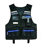 Niche Safety Tool Vest with Adjustable Straps, Tool Pockets and Reflective Stripes, Heavy Duty Work Vest for Carpenter Construction Electricians Plumber Home Repair TL-6202