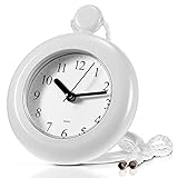 Weewooday Bathroom Clock White Shower Wall Clock Water Resistant Clock Waterproof Clock Small Digital Clock Bathroom with Easy Reading Clock Face for Bathroom Pool Supplies (Stylish)