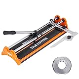 VEVOR Manual Tile Cutter, 17 inch Porcelain Ceramic Tile Cutter with Tungsten Carbide Cutting Wheel, Removable Scale, Anti-Skid Feet, Double Rails for professional installers or beginners