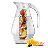 MosJos Acrylic Pitcher (72 oz), Clear Plastic, Water Pitcher with Lid, Shatterproof, BPA-Free Clear Pitcher, Ideal for Sangria, Lemonade, Juice, Iced Tea & More (Infuser- Acrylic Pitcher)