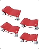 GARVEE Car Dolly Set of 4 with 6000 lbs Capacity, Carbon Steel Heavy Duty Car Mover Wheel Dollies with Antiskid Plate & 360 Degree Rotatable Wheel, 16'*13', Red