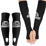 Abeillo Volleyball Arm Sleeves Passing Hitting Forearm Sleeves with Protection Foam Pads and Thumb Hole,Padded Volleyball Sleeves for Kids Youth Girls 1 Pair Black