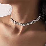JONKY Rhinestone Choker Necklace Gold Chokers Crystal Necklaces Sparkly Neck Jewelry Prom Accessories for Women and Girls (Gold)