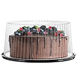 10-11' Plastic Disposable Cake Containers Carriers with Dome Lids and Cake Boards | 3 Round Cake Carriers for Transport | Clear Bundt Cake Boxes/Cover | 2-3 Layer Cake Holder Display Containers