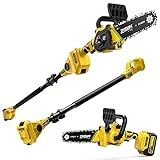 2-in-1 Brushless Pole Saw & Mini Chainsaw, IMOUMLIVE 8' Cutting Cordless Power Pole Saw, 15.2-Foot MAX, 21V 3.0Ah Li-ion Battery, 7.9 LB Lightweight, Multi-Angle Chainsaw for Wood Cutting, Trimming