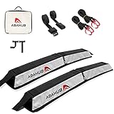 Abahub Soft Roof Rack Pads for Surfboard, SUP, Kayak, Canoe, Heavy Duty Universal Car Roof Racks System for Padle Boards, with 2 Tie Down Straps, 2 Tie Down Ropes, 2 Hood Loops and Storage Bag