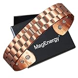 MagEnergy Copper Bracelet for Men, 99.9% Pure Copper Bracelet for Men with 6pcs 3500 Gauss Magnets, Adjustable Bracelets Jewelry Gift