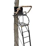 Muddy MLS1550 Skybox Deluxe 20' Tall Single Steel Ladder Tree Stand with Adjustable Padded Shooting Rail for Big Game & Hunting