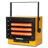 VENTISOL 5000W Garage Heater 240V Electric Hardwired Fan-Forced Industrial Ceiling Mount Heater with Dual Knob Controls,Build-in Thermostat for Home, Indoor Building,Workshop, Warehouse-Yellow