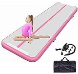 Air Tumble Track Inflatable Gymnastics Mat 10ft 13ft 16ft 20ft Tumbling Mats Trainer/Yoga/Training/Cheerleading/Water Fun with Electric Pump (Pink,2m)