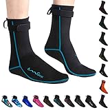 OMGear Water Socks Neoprene Socks Beach Booties Shoes 3mm Glued Blind Stitched Anti-Slip Wetsuit Boots Fin Swim Socks (3mm High Cut/Aqua,XL(Men 10-11,women11-12))