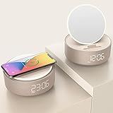 Birthday Gifts for Women, 6 in 1 Wireless Phone Charger with Digital Alarm Clock, Mirror Lights with Bluetooth Speaker, Night Light, Phone Holder, Gifts for Teenage Girls Mom