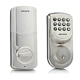 Neiko 52909A Keyless Electronic Deadbolt Door Lock, Brushed Silver, Battery Powered, Keypad Entry, Auto Locking, 2 Keys Included