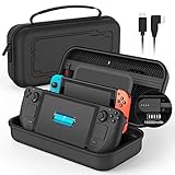 Hard Carrying Charging Case with 10000mAh Battery for Nintendo Switch/OLED & Steam Deck Console, Portable Travel Power Bank Bag with Stand & 12 Game Card Slots, Fast Charger Switch Storage Accessories