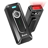 Eyoyo 2D Bluetooth Barcode Scanner Wireless with Clip, 2000mAh Battery with Level Indicator, Portable Mini QR Bar Code Reader for Library Book Inventory Compatible with iPhone, iPad, Android Phone