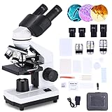 Poothoh Compound Binocular Microscope 40X-2000X with Dual LED Illumination and Double-Layer Mechanical Loading Stage Binocular Adult Microscope Laboratory Microscope for Students and Adults.