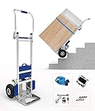 XSTO ZW7200GC Powered Stair Climbing Hand Trucks Dolly Cart for Moving, Aluminum 440lb Capacity Heavy Duty Stair Climber Furniture Dolly with Folding Handle & Solid Wheel & Brakes