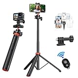 UURIG 52' Extendable Phone Tripod with Remote Selfie Stick 360° Ball Head Camera Tripod with 2 in 1 Phone Clip Cell Phone Stand for iPhone 14/13/12 Pro Max/Samsung/GoPro/Camera