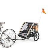 Allen Sports Deluxe Steel 2-Child Bicycle Trailer and Stroller, Model AS2-O, Orange