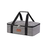 Uoxfill Lunch Bag Insulated Thermal Food Carrier Insulated Casserole Carrier for Hot or Cold Food,Insulated Tote Bag for Potluck Cookouts Parties Picnic, Lasagna Lugger,Fits 9'x13' Baking Pan,Gray